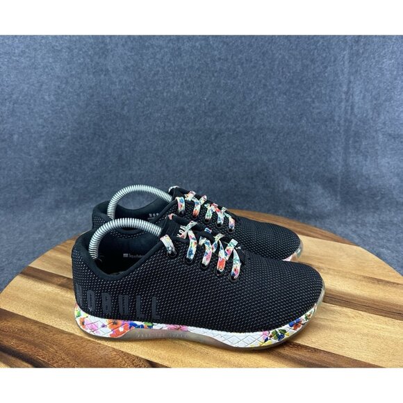 NOBULL Black Outwork Daisy Floral Womens Size 5.5 Athletic Gym Training Shoes - Picture 1 of 11
